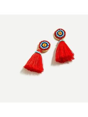 J.Crew Beaded Tassel Stud Earrings
